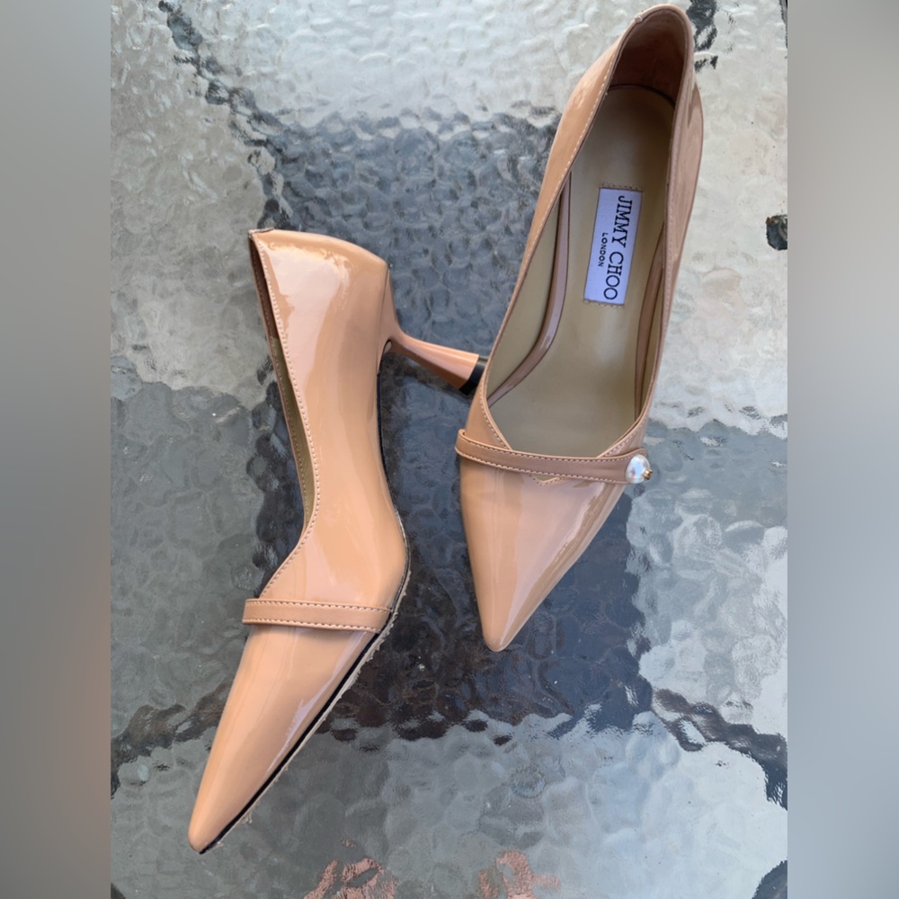Jimmy Choo Heals - Size 39 - Beige with Pearl
